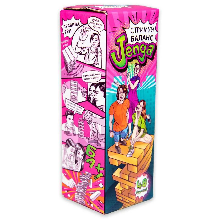 НАСТІЛЬНА ГРА "JENGA: СТРИМУЙ БАЛАНС" 48 БРУСКІВ, МІНІ (УКР) STRATEG