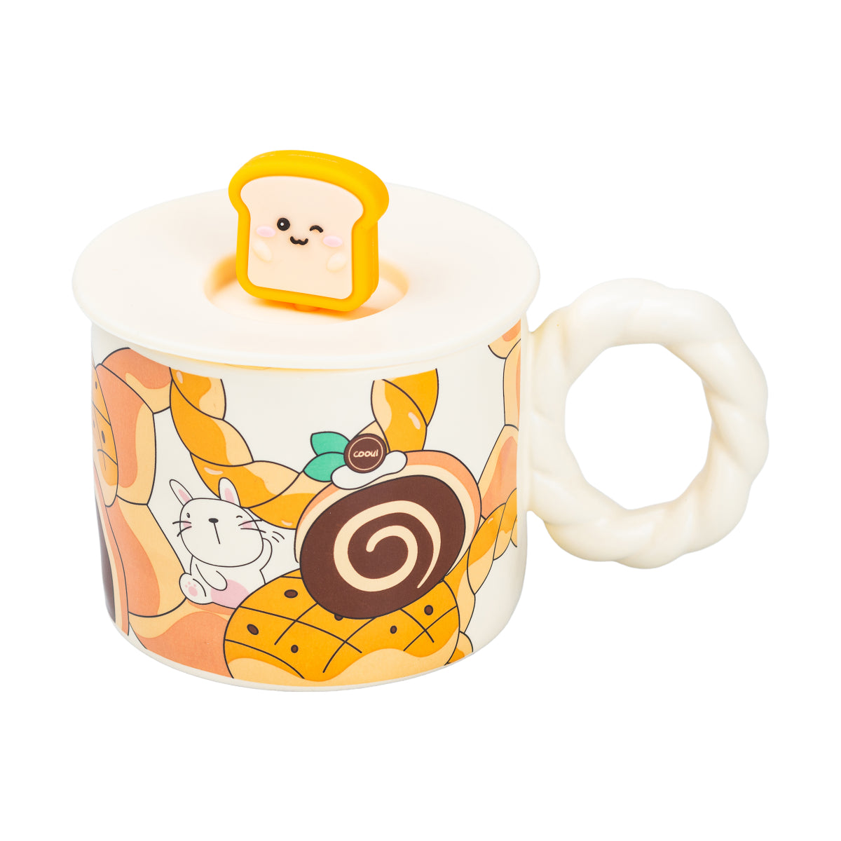 Керамічна чашка 350 мл з кришкою та дизайном Rabbit