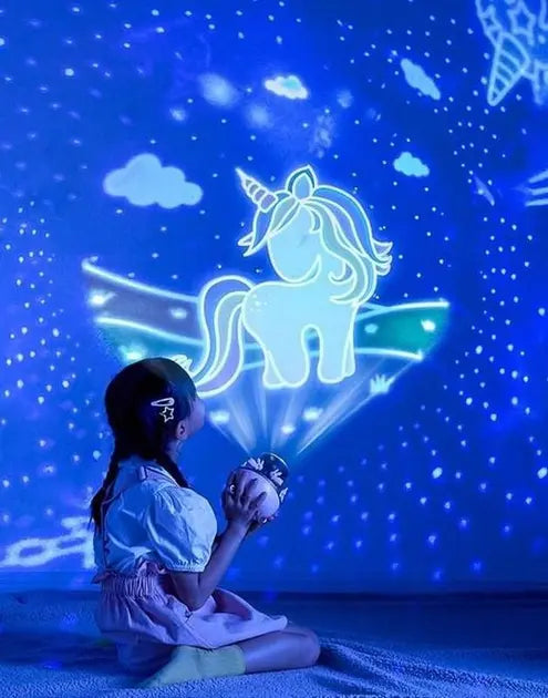 Дитячий нічник проектор зоряного неба Bluetooth Fairy Tale E11 акумуляторний світильник карусель 6 змінних картинок з LED підсвічуванням та музикою