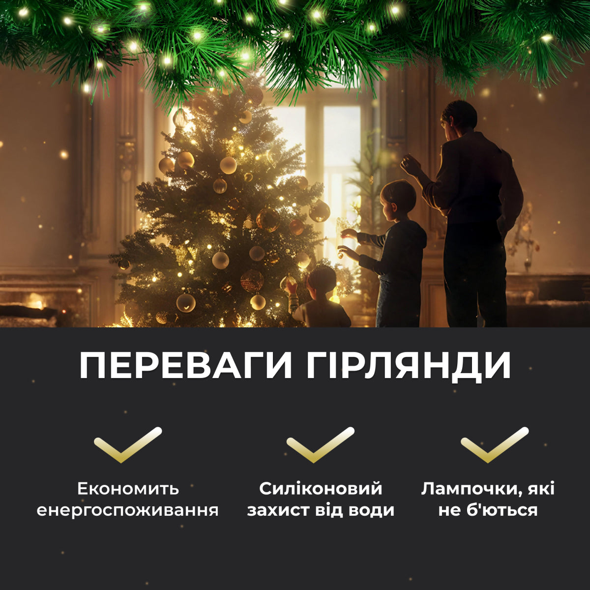 Гірлянда Роса нитка 1000 LED довжина 100 м від мережі
