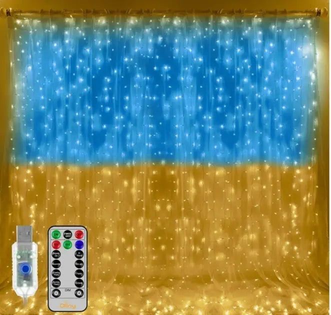 Патріотична гірлянда штора Прапор України 3*3 м 160 LED класична IP44