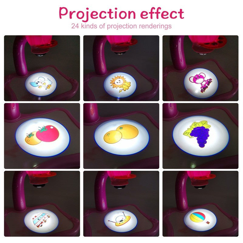 Дитячий стіл для малювання з підсвіткою Projector Painting, 24 деталі