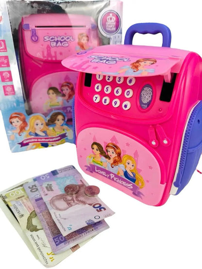 Скарбничка сейф EL-510-14 LOVELY PRINCESS з відбитком пальця та кодовим замком банкомат музичний Рожевий