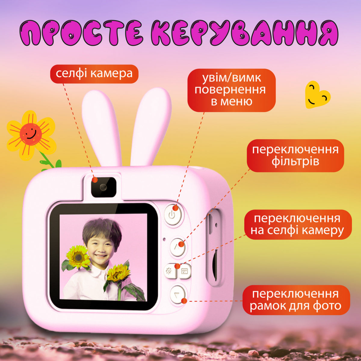 Фотоапарат дитячий міні Вушка 20 Мп з іграми