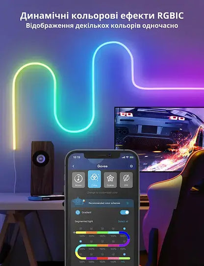 Розумний RGB смарт неон 2 м управління з телефону та пульта Smart LED Neon